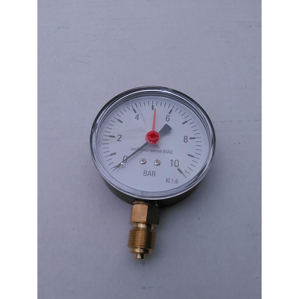 Manometro per acqua - Cassa D80 mm in ABS - attacco radiale 3/8" Gas Maschio in ottone - campo 0-10 Bar