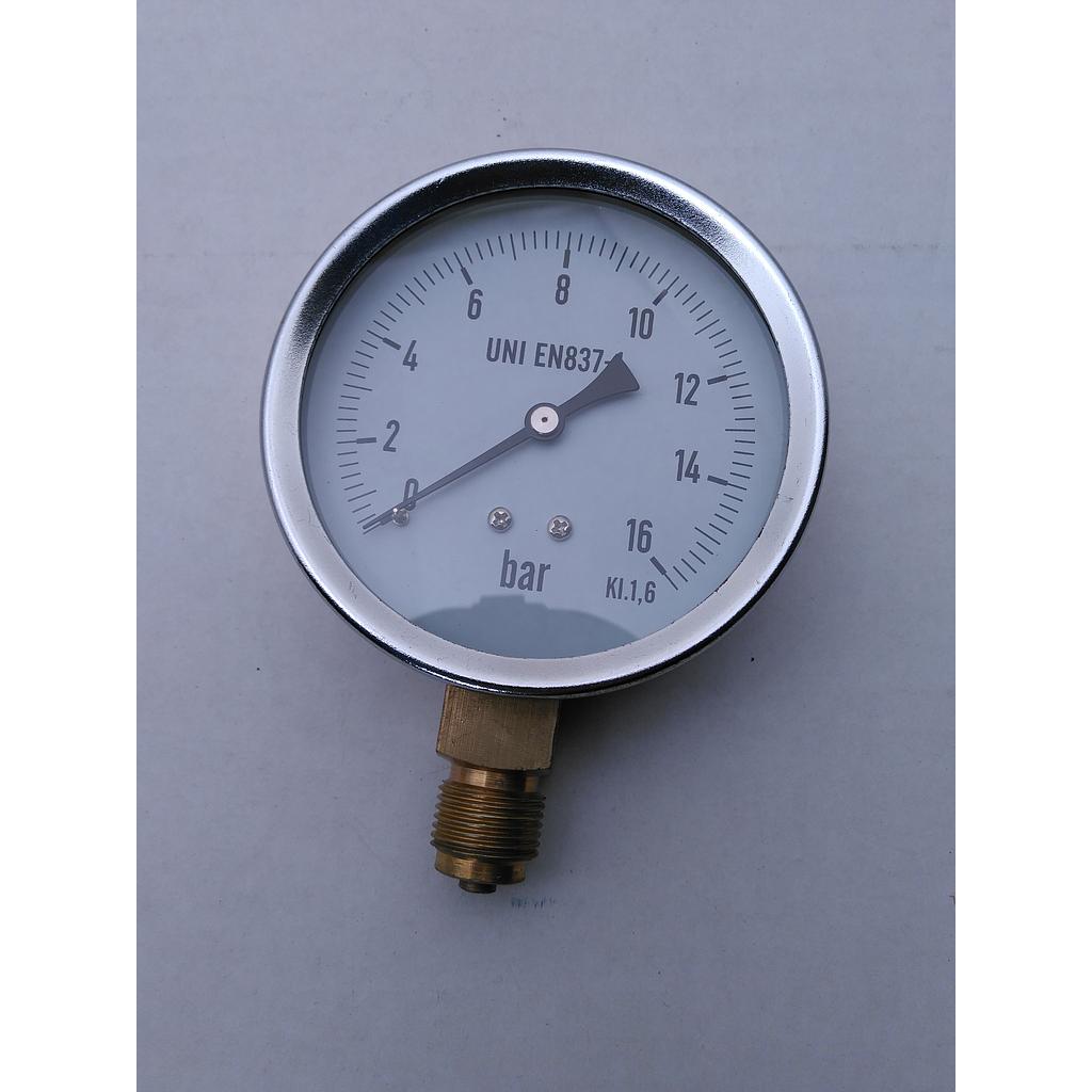 Manometro per acqua - Cassa D80 mm in ABS - attacco radiale 3/8&#34; Gas Maschio in ottone - campo 0-16 Bar