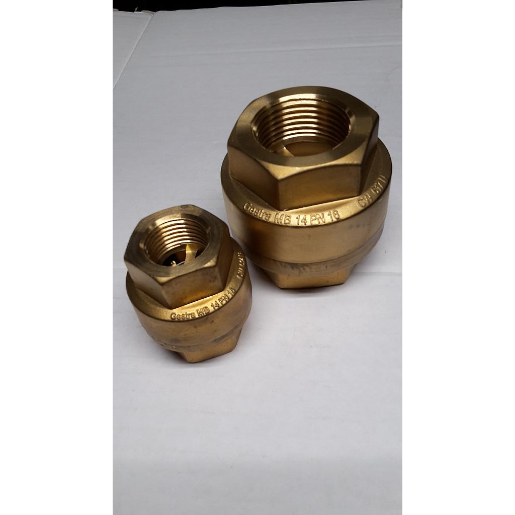 Valvola ritegno in Ottone , molla  e disco inox316Ti , (16 Bar / 120°C - 14 Bar / 200°C ) - attacchi FF gas 1 1/2&#34; - Mod.MB14 - Gestra 