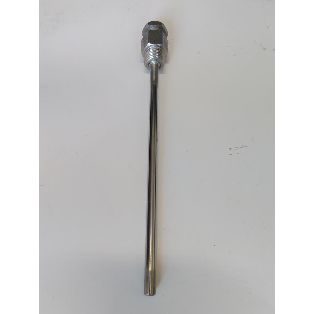 Pozzetto inox aisi 316 - Attacco autobloccante con Filettaura 1/2&#34; Gas Maschio - L=200 mm sotto filetto - Diametro Interno 6 mm