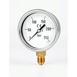 Manometro per Gas - Cassa in Inox - Diametro 100 mm - Quadrante Asciutto - Attacco Radiale in Ottone - Filettato 1/2" Gas Maschio - Campo 0/6 mbar