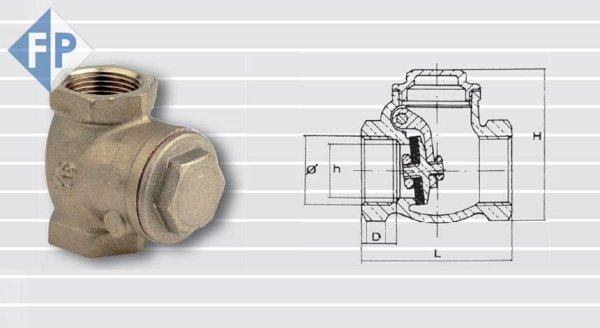 Valvola di Ritegno a Clapet, corpo in Ottone , tenuta EPDM, attacchi filettati gas 4&#34; - MOD. 206B11 