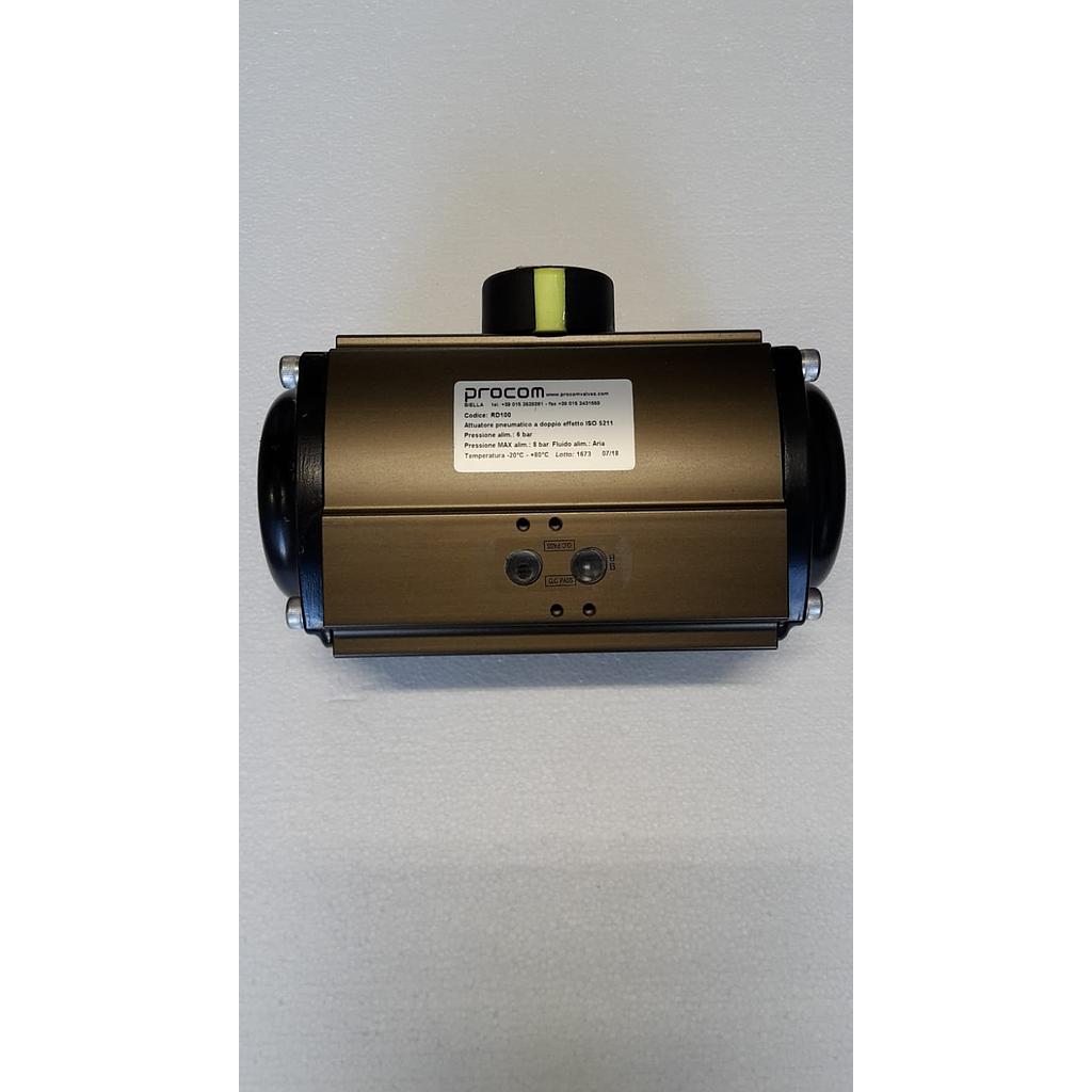 Attuatore pneumatico a doppio effetto RD100 - Corpo Alluminio - O-ring buna - poligonale 22x22 - Foratura F07-F10 - PROCOM