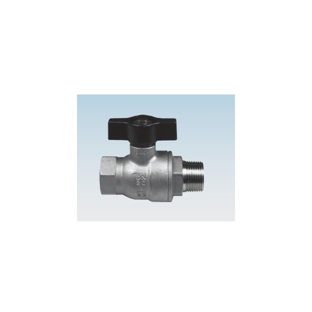 Valvola sfera monoblocco inox 316, con Farfalla, -20 / +150°C, (PN100 a 25°C), attacchi filettati MF 1/4", Mod. ALBA-2612