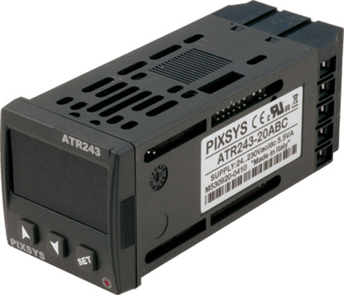 Regolatore Pixsys ATR243 - 20ABC - Aliment. 24 / 230Vac/dc - Segnale uscita : 2RELE&#39; + 4/20mA - Segnale ingresso : TC - PT100 - V - I