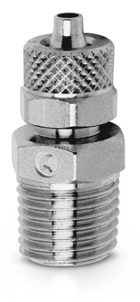 Raccordo Ottone  - Calzamento - A. Compressa   diritto  m.gas conico 1/4 - 06 - Mod. 1510 - CAM