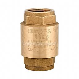 Valvola di Ritegno Europa, corpo in Ottone, molla in acciaio inox aisi 304, guarnizione in NBR, temperatura di impiego -20° + 100°C , attacchi filettati FF Gas 4"