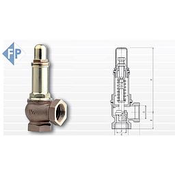 Valvola di Sicurezza a Squadra, corpo in Ottone, Tenuta in PTFE/GRAF., taratura variabile (Direttiva 97/23/CE tabella 6), filettata FF gas 3/4" - 082E04