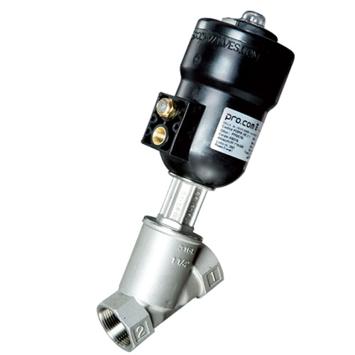 Valvola pneumatica On-Off a flusso libero - corpo microfuso inox316L PN40 , filettato FF gas 1" - Testata Nylon T50 - Press.diff.max 9 Bar - PCIPFM_025_1_1