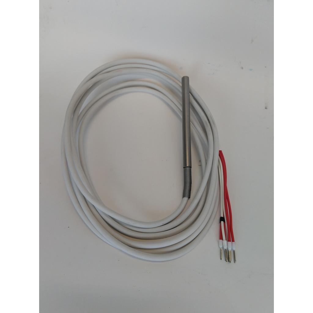 Termoresistenza PT100 - DOPPIA - Stelo inox Aisi 316 - diametro 8 x 100 mm - Cavo Silicone Mt.3 - 6 fili - Molla Antipiega - RTDCG3A810-D 