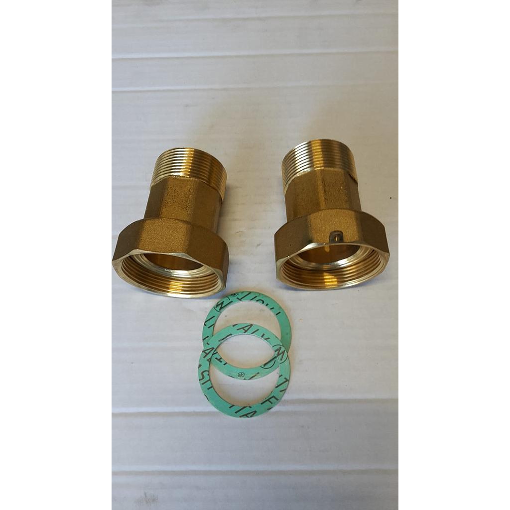 Kit raccordi in Ottone per Contatore - Maschio 1 1/4" x Femmina Girevole 1 1/2"
