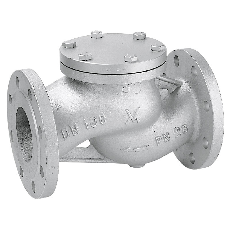 Valvola ritegno a flusso avviato, corpo in ghisa sferoidale EN.GJS.400.18.LT PN25, attacchi flangiati PN25 DN040, otturatore a piattello, con molla, tenuta in Ptfe/Grafite - Fig. 57-T - Mival O7O6 