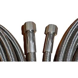Tubo Flessibile inox - teflon 3/8" - L=500mm - diam. int. 7,8 mm - Raccordo Girevole 3/8" Gas femmina tenuta conica in A105 da un lato - Raccordo Fisso 3/8" Gas maschio conico in  A105 dall'altro - TFL1