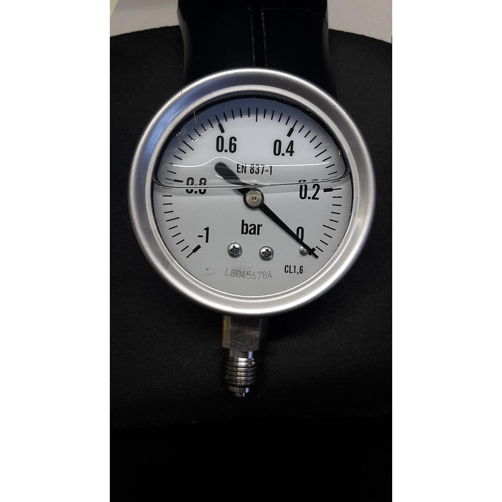 Vuotometro tutto inox diam. 63 mm - attacco radiale da 1/4&#34; Gas Maschio inox 316 - campo  0 / -1 Bar - Glicerina