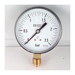 Manometro cassa inox - diametro 80 MM - per Vapore - Attacco radiale in ottone da 3/8" Filettato Gas Maschio - Campo 0-1 Bar - Quadrante asciutto