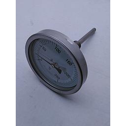 Termometro bimetallico - cassa inox D100mm - bulbo posteriore inox 316 completo di pozzetto inox 316 con attacco 1/2" GAS maschio lunghezza 80mm sotto filetto - campo 0/250°C
