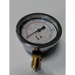 Manometro cassa inox diam. 100 - Aria/Gas - Campo 0-160 mbar - Attacco radiale in ottone 1/2" Gas Maschio - Elemento interno capsula in ottone