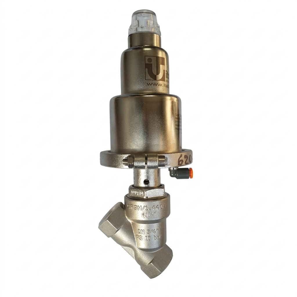 Valvola Pneumatica ON-OFF - Italvalvole - 2 Vie - Normalmente Chiusa - Corpo in Inox AISI 316 - Tenuta in PTFE - 3/4" - Testata in Inox AISI 304 T.70 - DP 14 bar - Mod. FFF/10 - 12253
