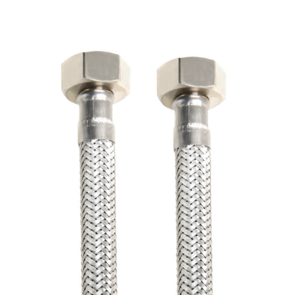 Tubo Flessibile - Base PTFE Corrugato - Treccia Esterna in Inox - Raccordi in A105 - Femmina Girevole Gas Tenuta Conica 1/2" - Femmina Girevole Gas Tenuta Conica 1/2" - Diametro Interno 10 mm - L=1500 mm
