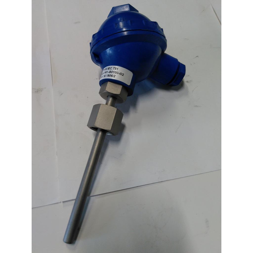Termoresistenza PT100 - DOPPIA - attacco femmina girevole 1/2" - diam.8x100 mm - Testa B ABS - 6 contatti - F3N80P61B0100I02-ELSI