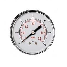 Manometro in ABS per aria compressa diam. 63 mm - campo 0-6 Bar/Psi - attacco posteriore in ottone da 1/4" Gas Maschio