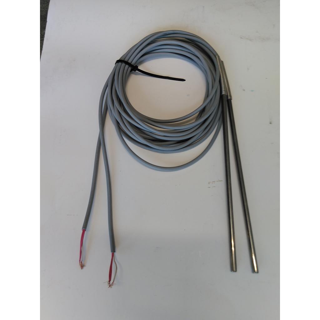 Termoresistenza PT100 , cavo Silicone mt.3 , guaina inox 316 - 6x200 mm - 3 fili - molla Antipiega .