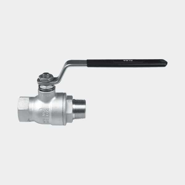 Valvola sfera monoblocco inox 316, con Leva, -20 / +150°C, (PN100 a 25°C), attacchi filettati MF 1/2", Mod. ALBA-2602