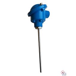 Termoresistenza PT100 - Testa B con Trasmettitore 4 / 20 mA - tarato 0/+50°C - stelo liscio inox aisi 316 - 6 x 100 mm - senza attacco - SPTCO610---50