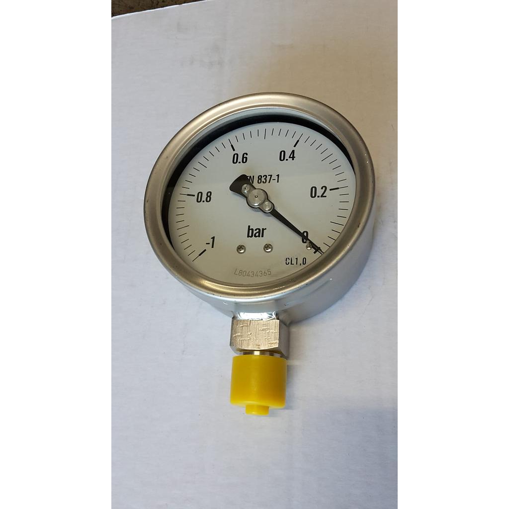 Vuotometro cassa inox diam. 100 mm - attacco radiale da 1/2&#34; Gas Maschio inox 316 - campo -1 / 0 Bar - quadrante asciutto - Cl.1