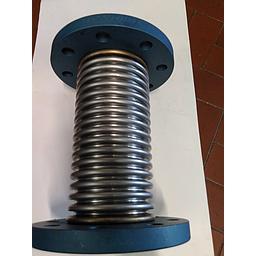 Compensatore di dilatazione assiale in acciaio inox aisi 321 - Attacchi flangiati in acciaio al carbonio PN16 DN125 - Lunghezza totale 270 mm - Munito di guida interna inox aisi 304