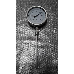 Termometro Bimetallico  tutto inox d.100mm - bulbo inox radiale 8 x 180 mm , con attacco a scorrere 1/2" maschio NPT/Gas - campo  -20 / + 40°C - mod.BTSS/L100 - cod.TE00811 - AMC