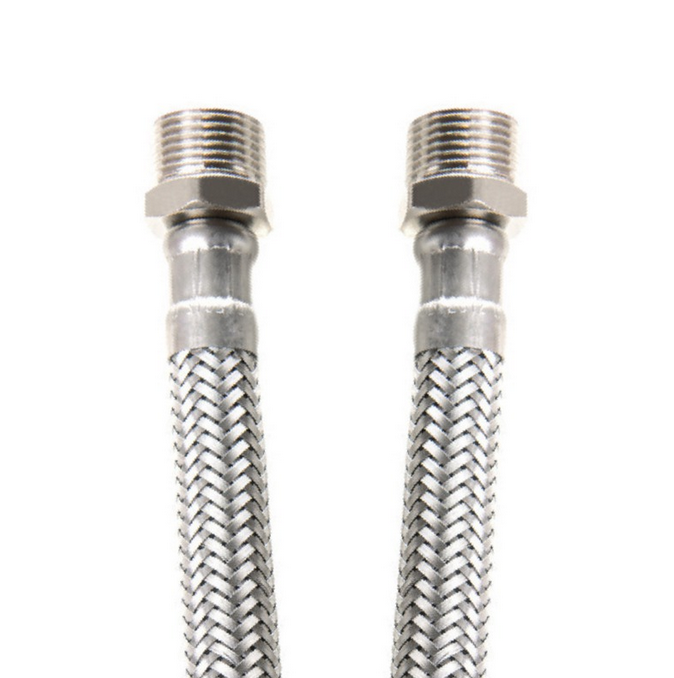 Tubo Flessibile - Treccia Esterna in Inox AISI 304 - Soffietto Interno in Inox AISI 316 - Raccordi in Inox AISI 316 - Maschio Fisso Gas Conico 1 1/4" - Maschio Fisso Gas Conico 1 1/4" - L=800 mm