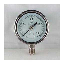 Manometro cassa inox - diametro 100 MM - Attacco radiale inox da 1/2" Filettato Gas Maschio - Campo 0-1,6 Bar - Quadrante asciutto