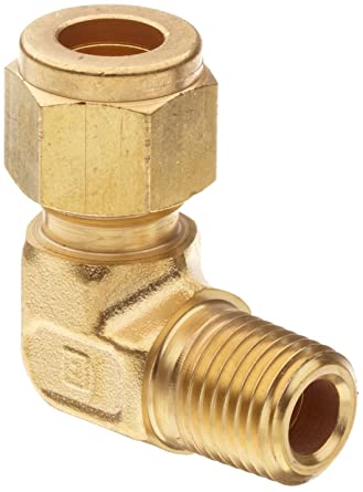 Raccordo Ottone , ogiva bicono metallica , Angolo , m.gas conico  1/4 - 04  
