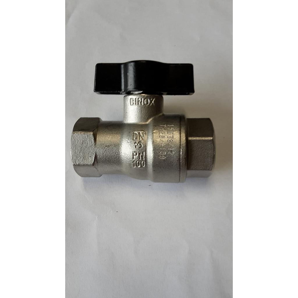 Valvola sfera monoblocco inox 316, con Farfalla, -20 / +150°C, (PN100 a 25°C), attacchi filettati FF 1", Mod. ALBA
