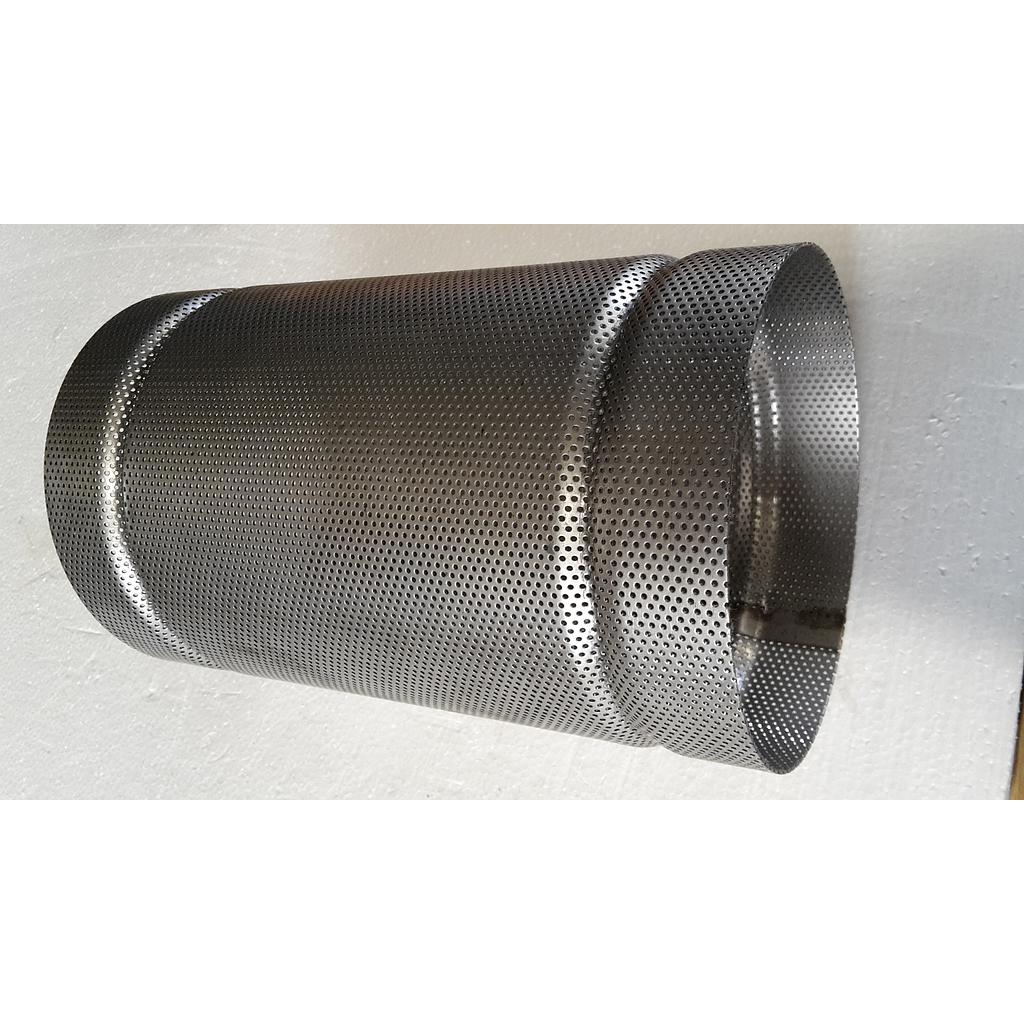 Cestello inox 304 , di ricambio per filtro Mival DN125 - Fig. 265/266 - Modello Speciale prodotto con Lamiera forata , con fori diametro 1,25 mm , 2 nervature di rinforzo - C265.125.I4.1,25