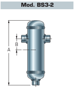 Barilotto di Separazione in acc. carbonio  SCH80 - n° 2 + 1  Attacchi  1/2" fem. NPT - BS3-2-080-06-2N