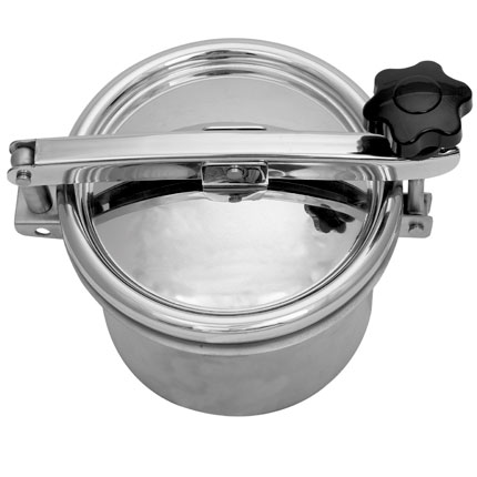 Chiusino Superiore Apertura Esterna Girevole - Inox Aisi 316 - Mod. D10 - diametro interno 150 mm - H=100 mm - Guarnizione in Epdm grigio - Coperchio lucido - Telaio 2B 