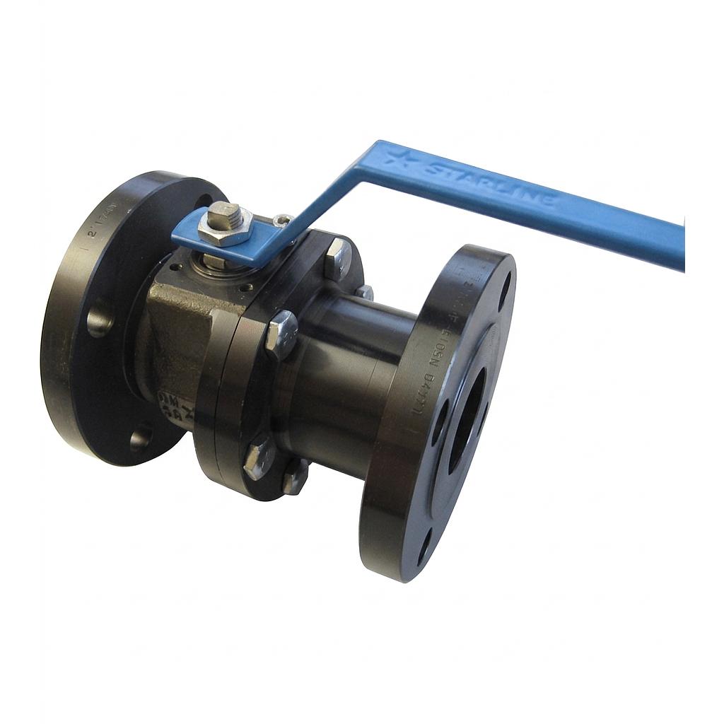 Valvola a Sfera a 2 Pezzi - Mod. Starline Split Star 175 SGS - Corpo in Acciaio al Carbonio A350 - Sfera in Inox AISI 316 - Tenuta in PTFE / Grafite - Passaggio Totale - Con Leva - Temperatura di Lavoro -100 / +260 °C - Flangiata - PN40 DN15