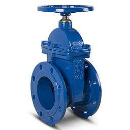 Saracinesca a cuneo gommato - Corpo piatto PN16 DN65 - Materiale Corpo: ghisa sferoidale EN GJS 500 - Materiale Cuneo Gommato: EN GJS 500+EPDM - Scartamento EN558/14 (DIN3202 F4) - Verniciatura Epoxy Interna ed Esterna - Completa di volantino - 20E900 