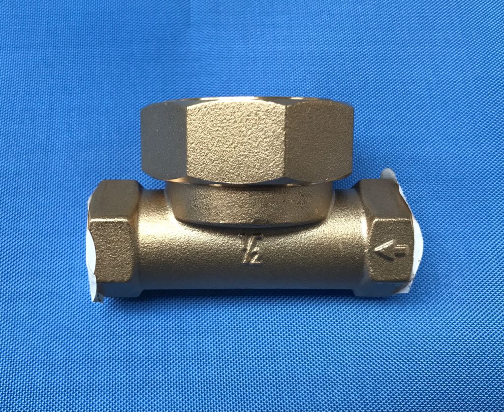 Scaricatore Termostatico in Ottone - attacchi in linea f.f. gas  1/2 - max 13 Bar/200°C - Capsula in Hastelloy - Sotto/raffreddamento 10°C - Filtro interno inox304 - Interasse  mm 76 - mod. TKK-61