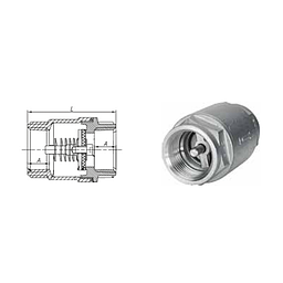 Valvola ritegno inox aisi 316 - Tenuta FKM - Temperatura -20/200°C - Art.1022-RE - Attacchi Filettati FF Gas 3/4" - UNI EN 10226-1 - cod. 2320709 - GT.C.