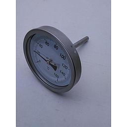Termometro bimetallico - cassa inox D100mm - bulbo posteriore inox 316 completo di pozzetto inox 316 con attacco 1/2" gas maschio lunghezza 50mm sotto filetto - campo 0/160°C - BTSS/B100-0-160-TW