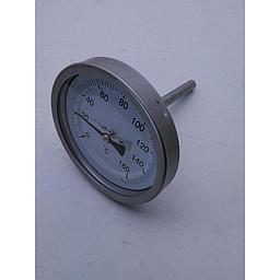 Termometro bimetallico - Cassa inox D100 mm - Bulbo posteriore inox Aisi 316 completo di pozzetto inox Aisi 316 con attacco 1/2" Gas Maschio - Lunghezza 200 mm Sotto Filetto - Campo 0/200°C