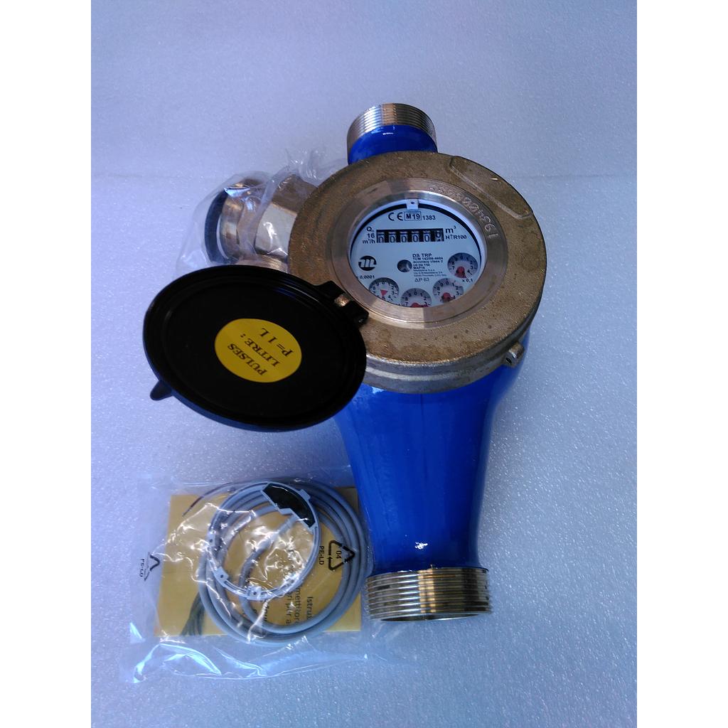 Contalitri a getto multiplo DS TRP - 1 1/2" - con predisposizione un impulso ogni 100 Lt. per installazione reed + kit raccordi - Q3=16MC/H - MID -